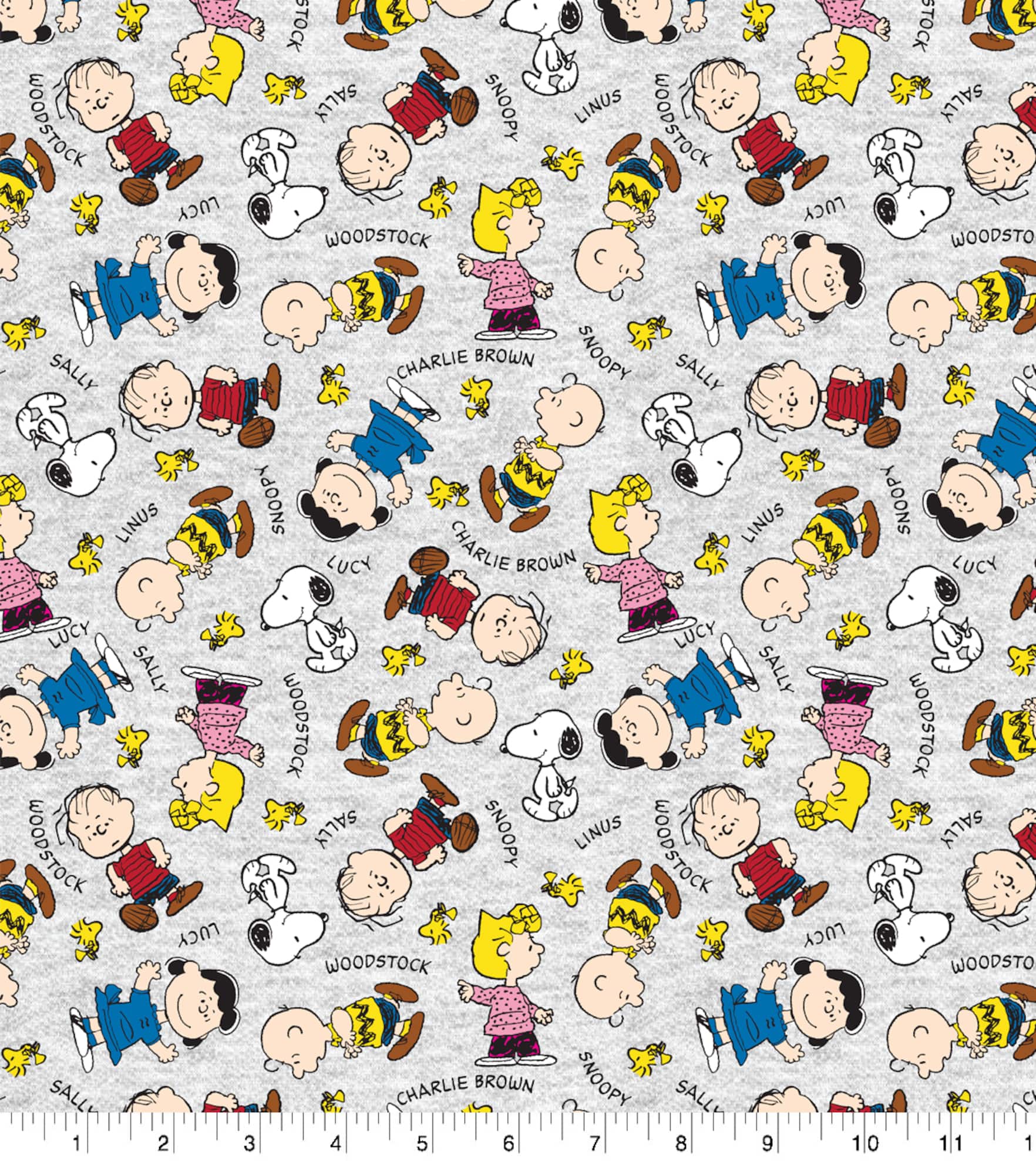 Peanuts Gang With Names Fabric